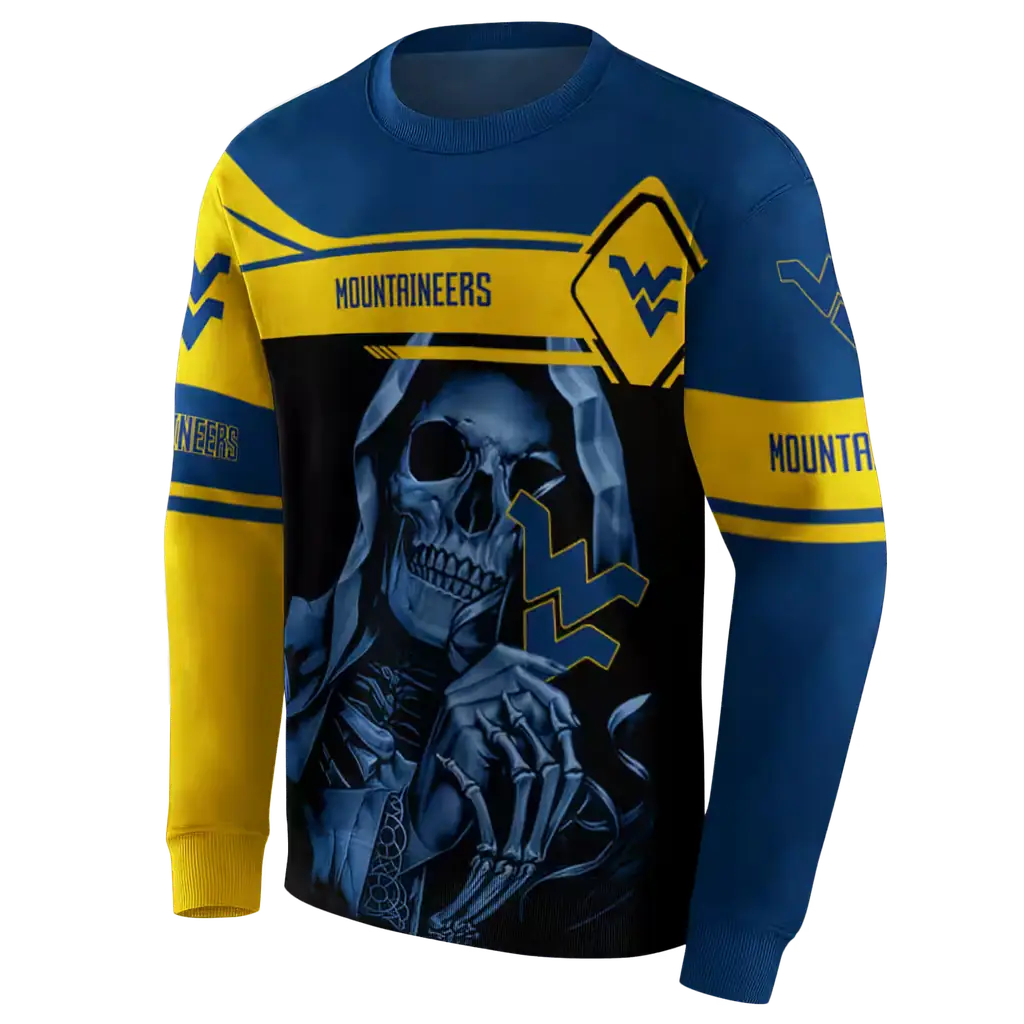 customized west virginia mountaineers grim reaper blue black hoodie new arrival customized west virginia mountaineers grim reaper blue black hoodie new arrival