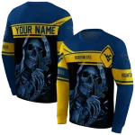 customized west virginia mountaineers grim reaper blue black hoodie best selling