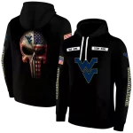 customized west virginia mountaineers punisher skull black hoodie best selling