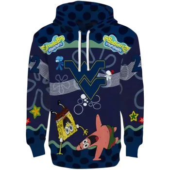 customized west virginia mountaineers spongebob patrick star blue navy hoodie best selling