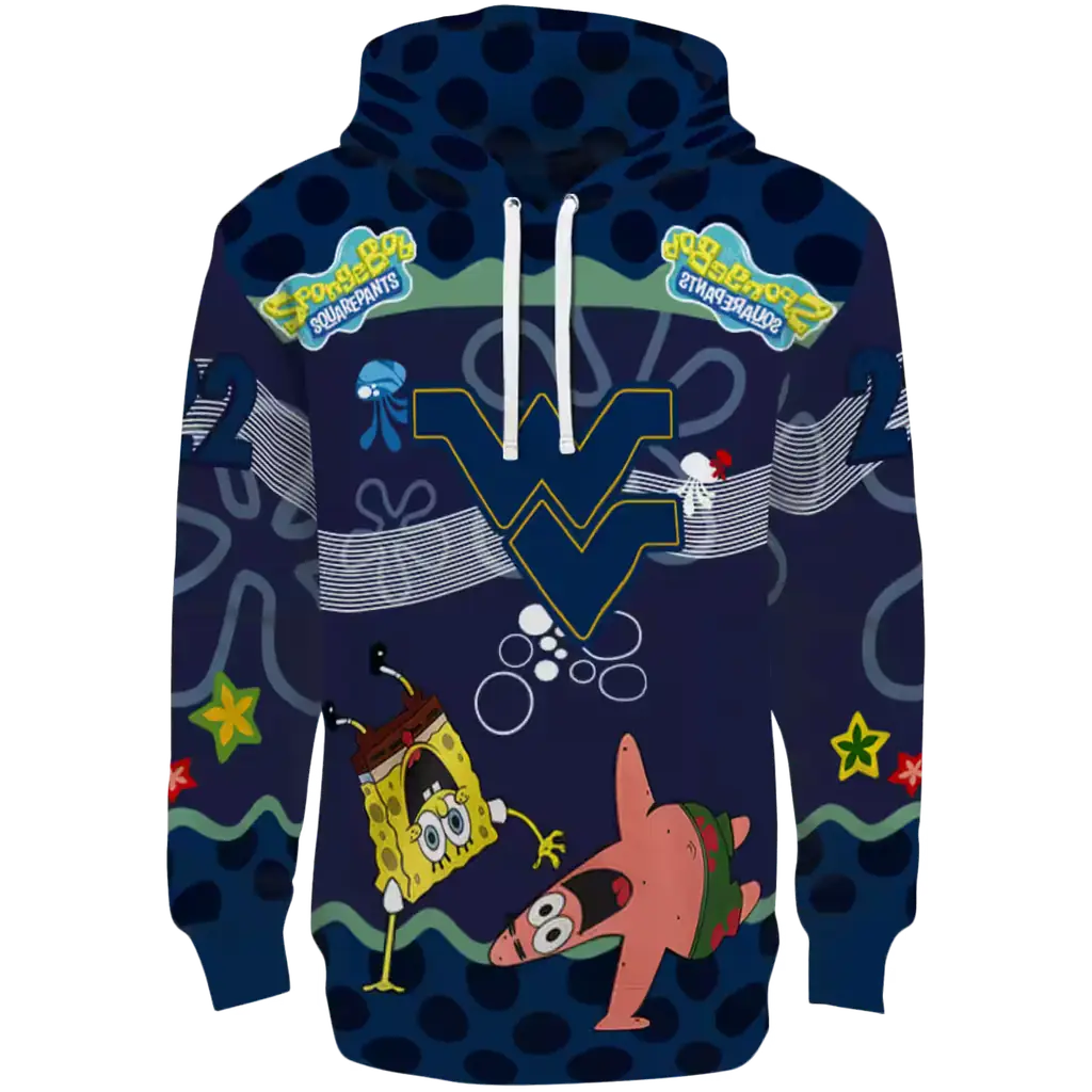 customized west virginia mountaineers spongebob patrick star blue navy hoodie best selling customized west virginia mountaineers spongebob patrick star blue navy hoodie best selling