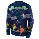 customized west virginia mountaineers spongebob patrick star blue navy hoodie best selling