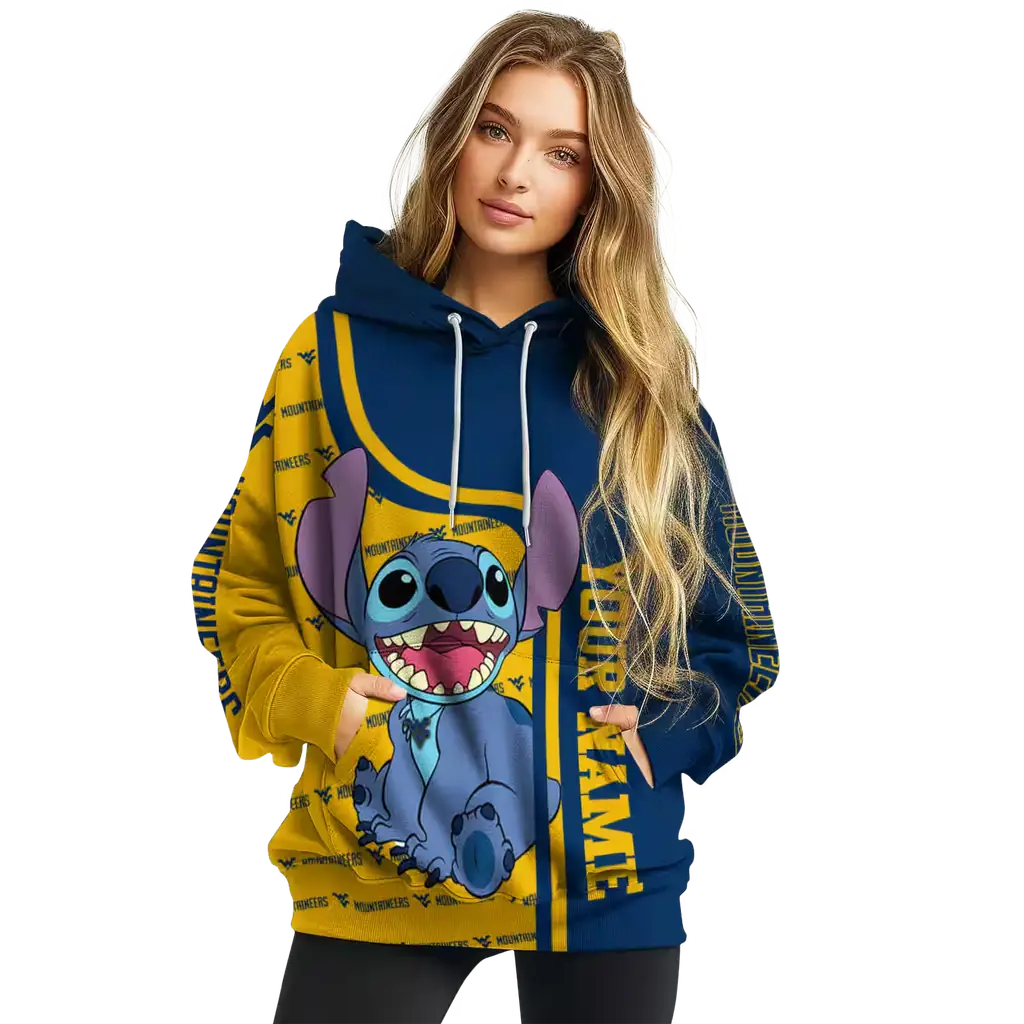 customized west virginia mountaineers stitch blue hoodie high quality customized west virginia mountaineers stitch blue hoodie high quality