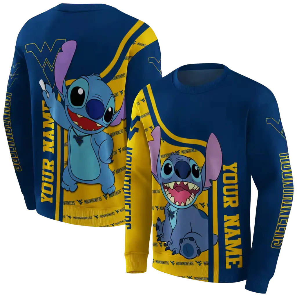 customized west virginia mountaineers stitch blue hoodie premium grade customized west virginia mountaineers stitch blue hoodie premium grade