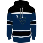customized west virginia mountaineers striped pattern blue hoodie best selling