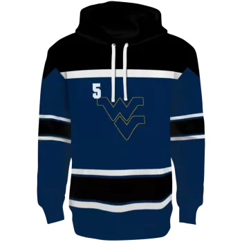 customized west virginia mountaineers striped pattern blue hoodie best selling