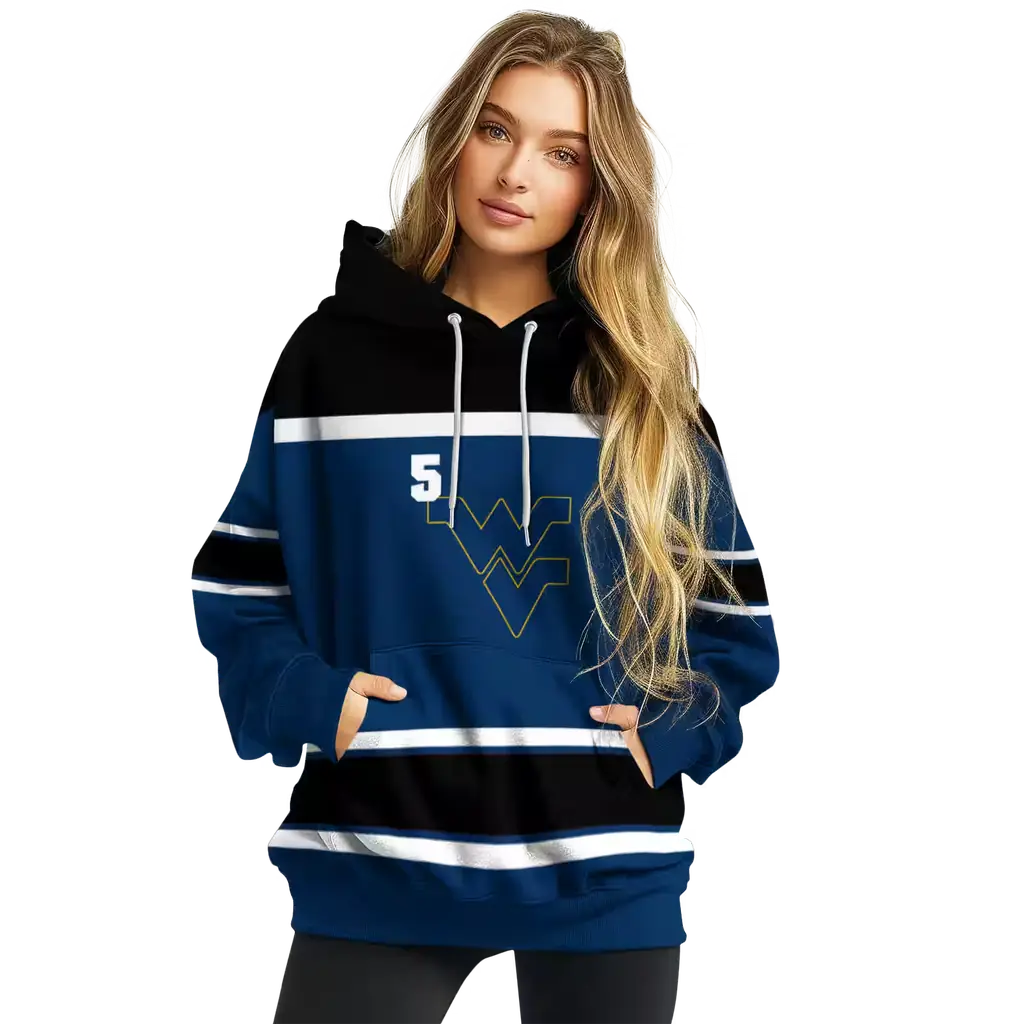 customized west virginia mountaineers striped pattern blue hoodie high quality customized west virginia mountaineers striped pattern blue hoodie high quality