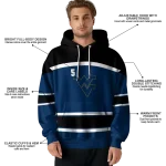 customized west virginia mountaineers striped pattern blue hoodie best selling
