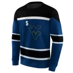 customized west virginia mountaineers striped pattern blue hoodie best selling