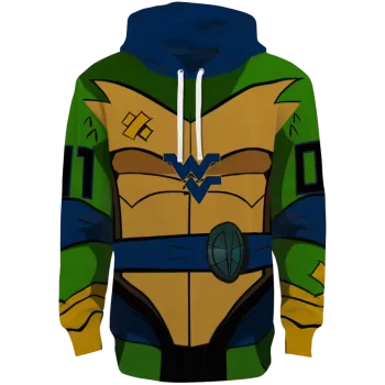 customized west virginia mountaineers superhero armor blue green hoodie best selling