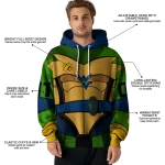 customized west virginia mountaineers superhero armor blue green hoodie best selling