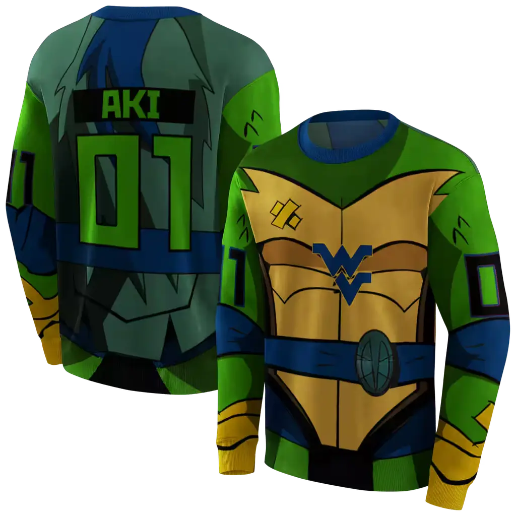 customized west virginia mountaineers superhero armor blue green hoodie premium grade customized west virginia mountaineers superhero armor blue green hoodie premium grade