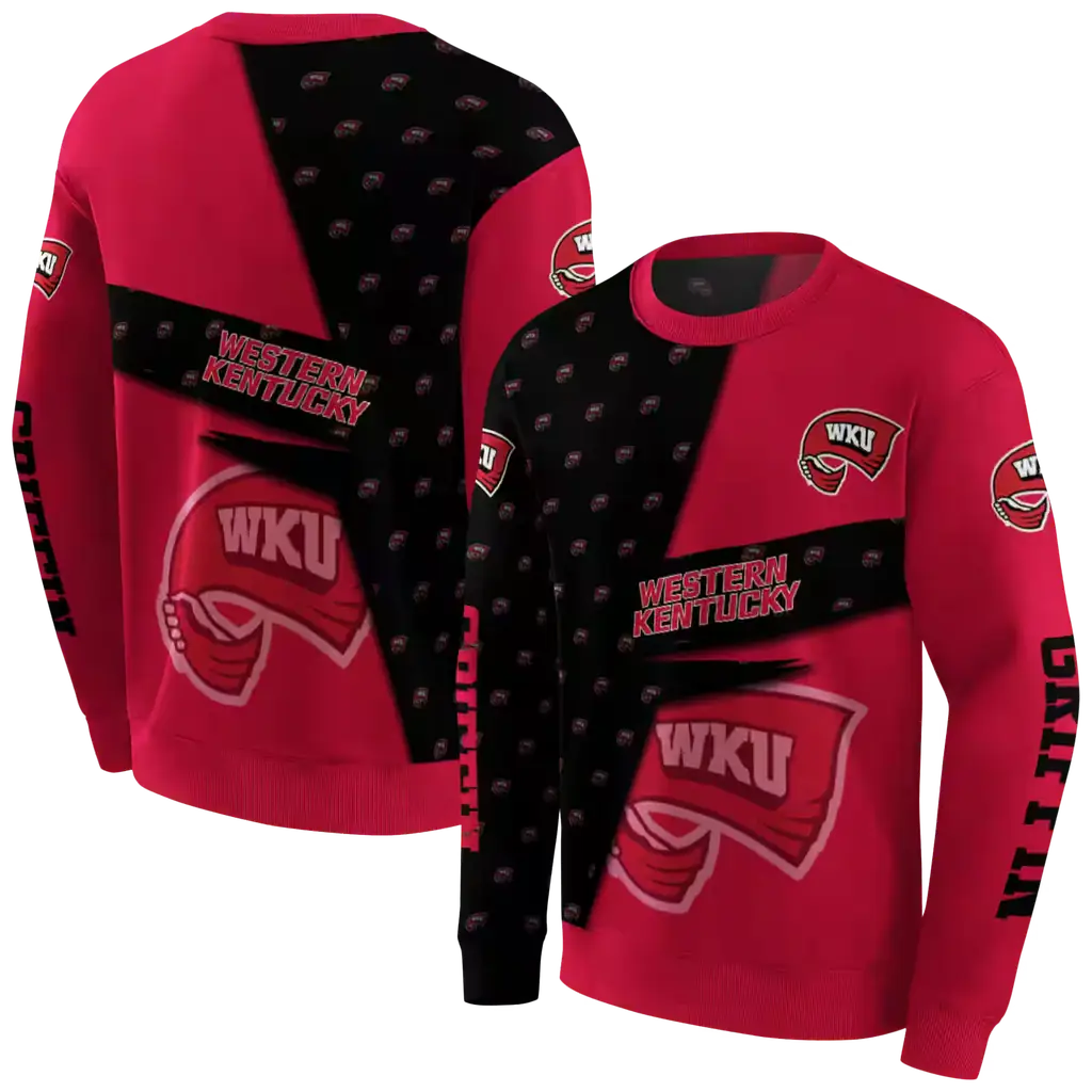 customized western kentucky hilltoppers abstract shape red hoodie premium grade customized western kentucky hilltoppers abstract shape red hoodie premium grade