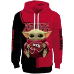 customized western kentucky hilltoppers baby yoda red black hoodie best selling