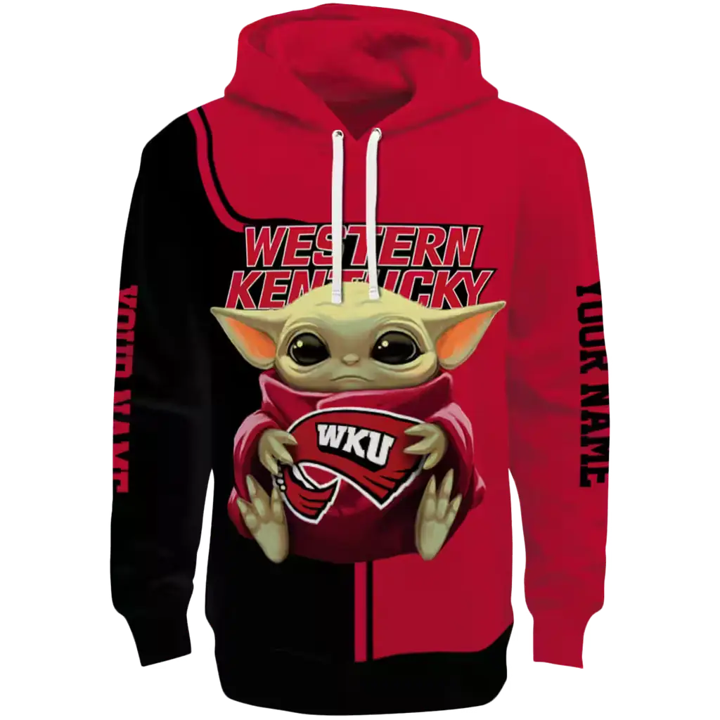 customized western kentucky hilltoppers baby yoda red black hoodie best selling customized western kentucky hilltoppers baby yoda red black hoodie best selling