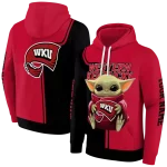 customized western kentucky hilltoppers baby yoda red black hoodie best selling