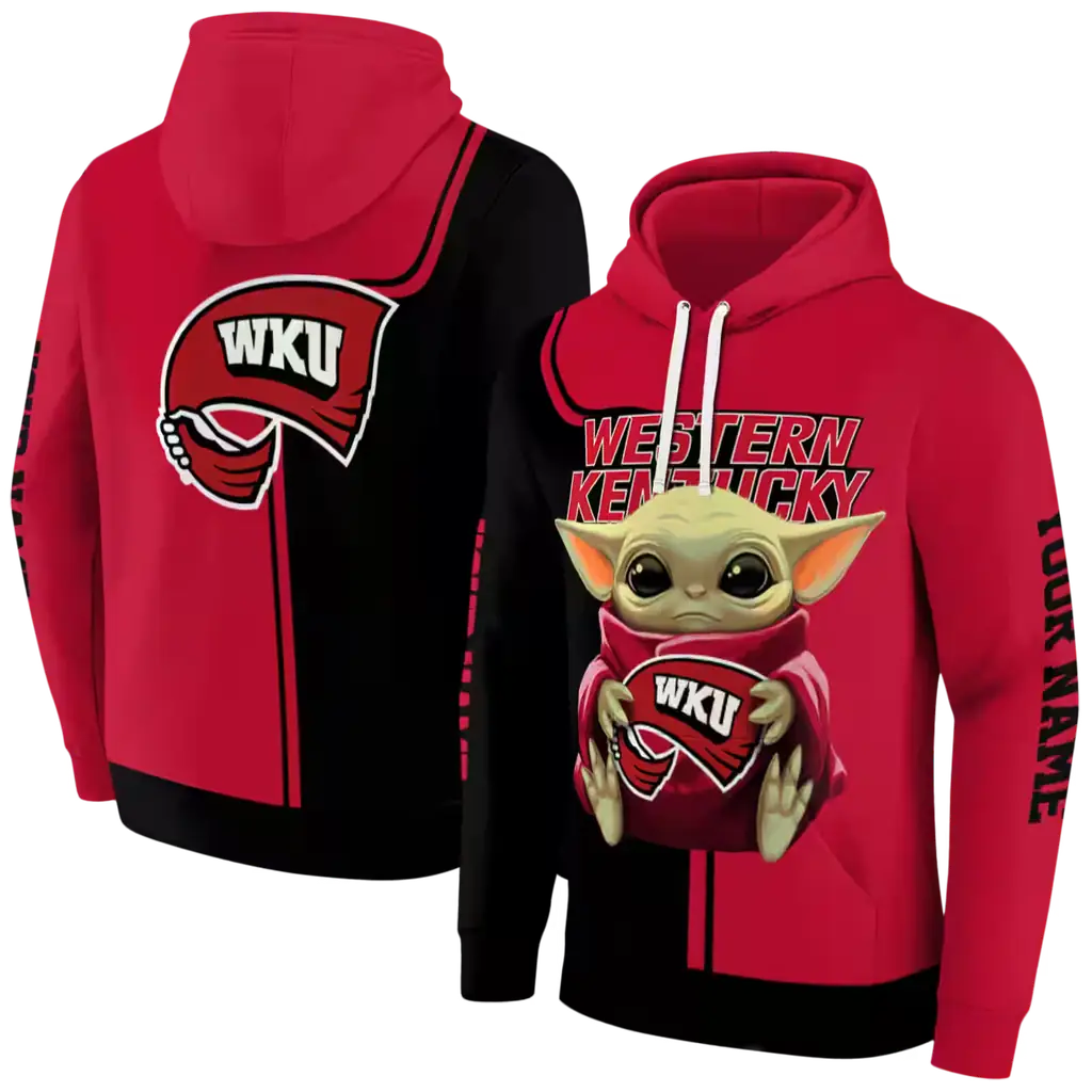 customized western kentucky hilltoppers baby yoda red black hoodie fashion forward customized western kentucky hilltoppers baby yoda red black hoodie fashion forward