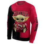 customized western kentucky hilltoppers baby yoda red black hoodie best selling
