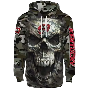 customized western kentucky hilltoppers camo skull hoodie best selling