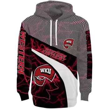 customized western kentucky hilltoppers hexagonal mesh red black gray hoodie best selling