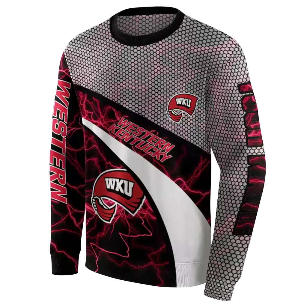 customized western kentucky hilltoppers hexagonal mesh red black gray hoodie new arrival customized western kentucky hilltoppers hexagonal mesh red black gray hoodie new arrival