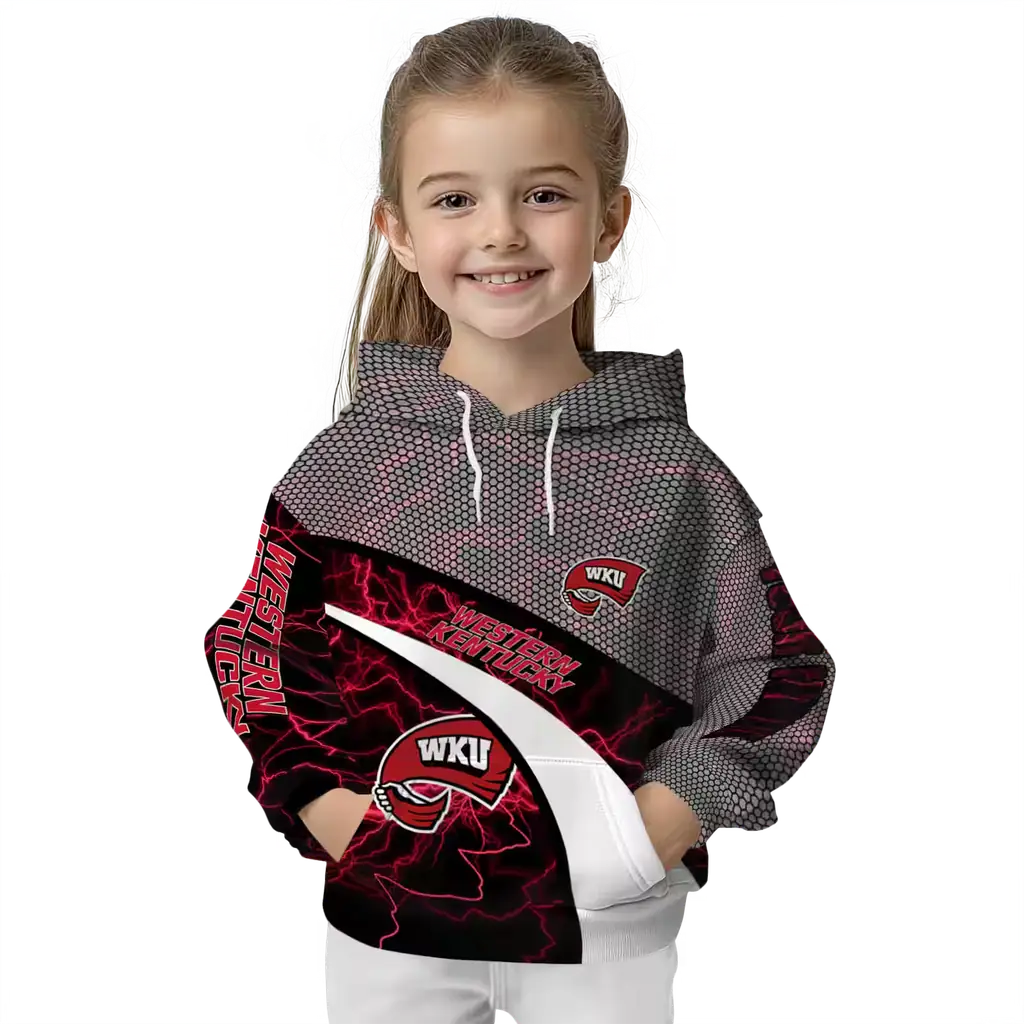 customized western kentucky hilltoppers hexagonal mesh red black gray hoodie top rated customized western kentucky hilltoppers hexagonal mesh red black gray hoodie top rated