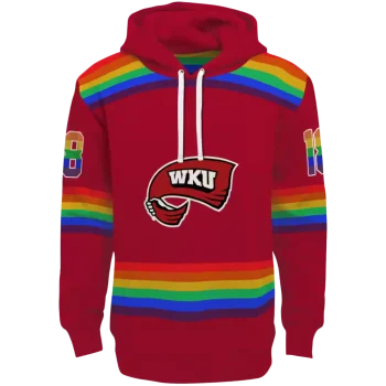 customized western kentucky hilltoppers rainbow stripes red hoodie best selling