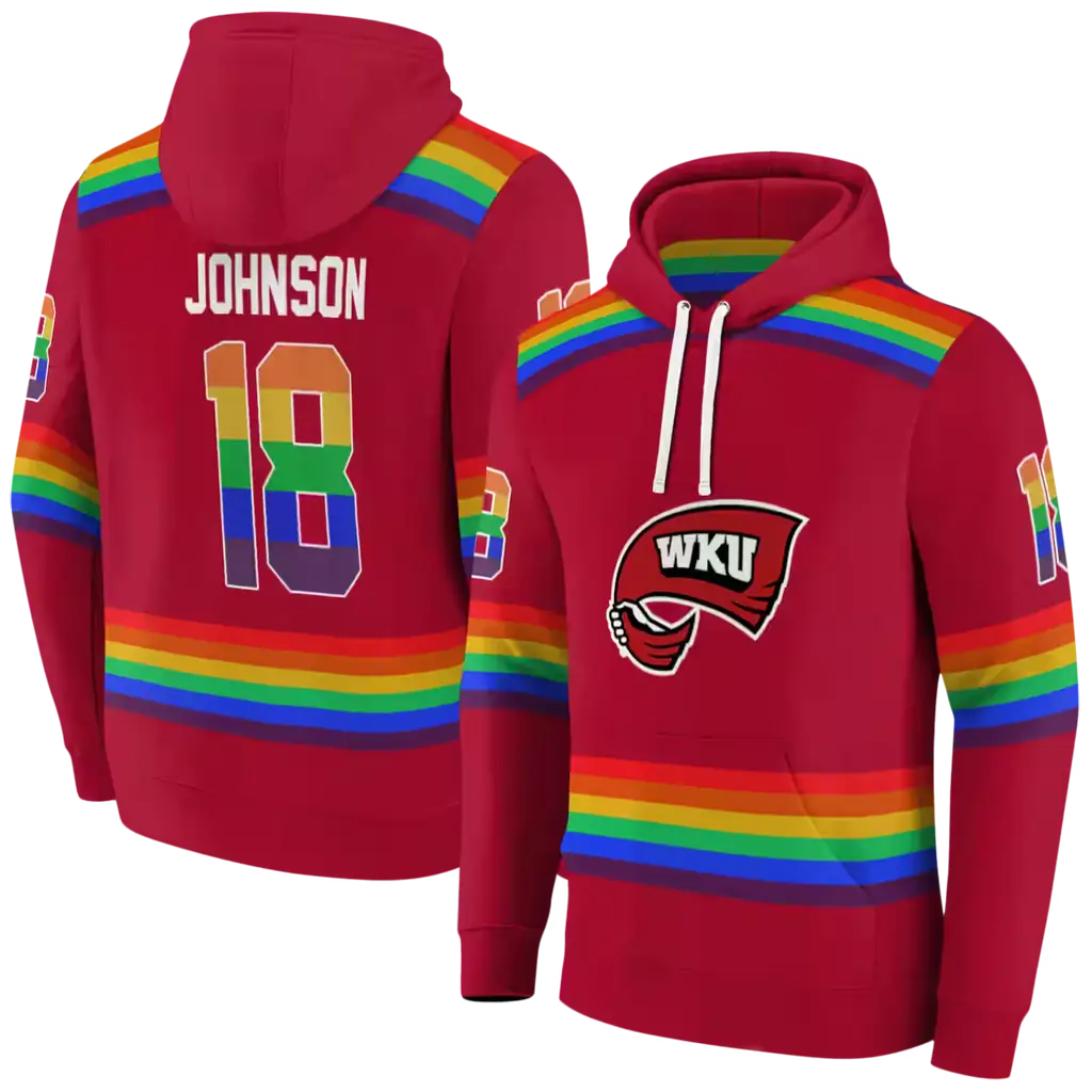customized western kentucky hilltoppers rainbow stripes red hoodie fashion forward customized western kentucky hilltoppers rainbow stripes red hoodie fashion forward