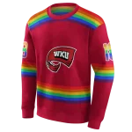 customized western kentucky hilltoppers rainbow stripes red hoodie best selling