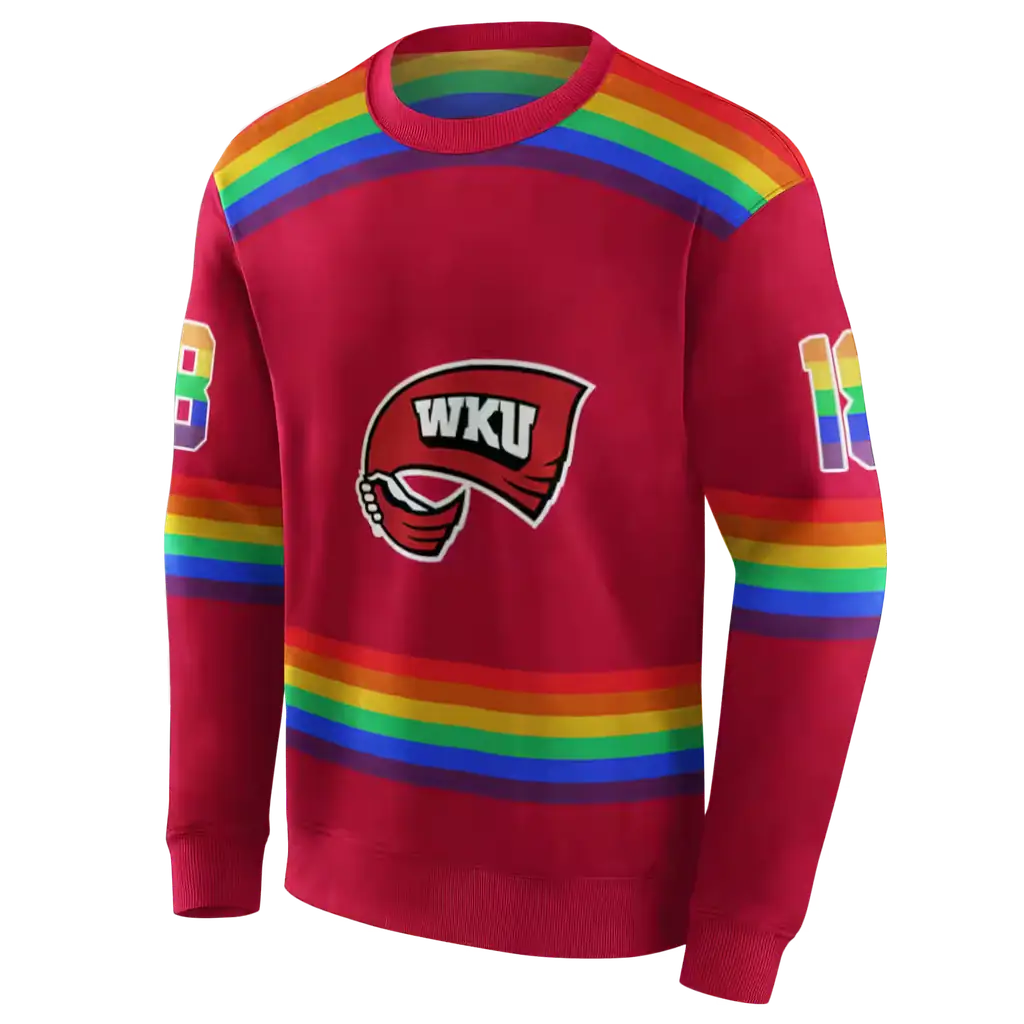 customized western kentucky hilltoppers rainbow stripes red hoodie new arrival customized western kentucky hilltoppers rainbow stripes red hoodie new arrival
