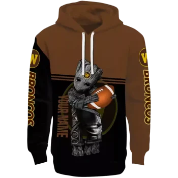 customized western michigan broncos baby groot brown black hoodie best selling