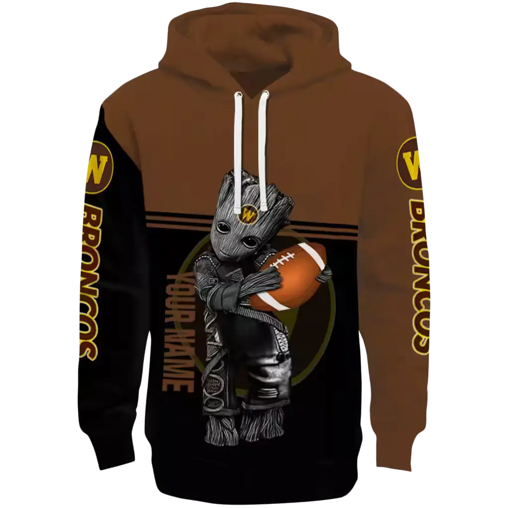 customized western michigan broncos baby groot brown black hoodie best selling customized western michigan broncos baby groot brown black hoodie best selling