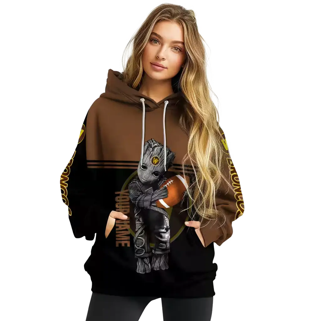 customized western michigan broncos baby groot brown black hoodie high quality customized western michigan broncos baby groot brown black hoodie high quality