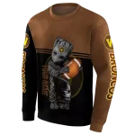 customized western michigan broncos baby groot brown black hoodie best selling