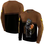 customized western michigan broncos baby groot brown black hoodie best selling