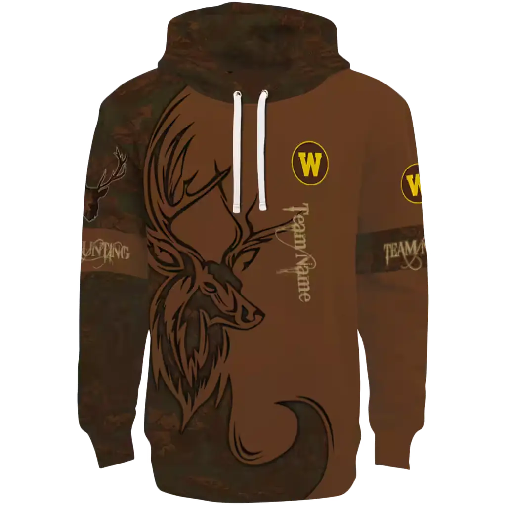 customized western michigan broncos deer silhouette brown hoodie best selling customized western michigan broncos deer silhouette brown hoodie best selling