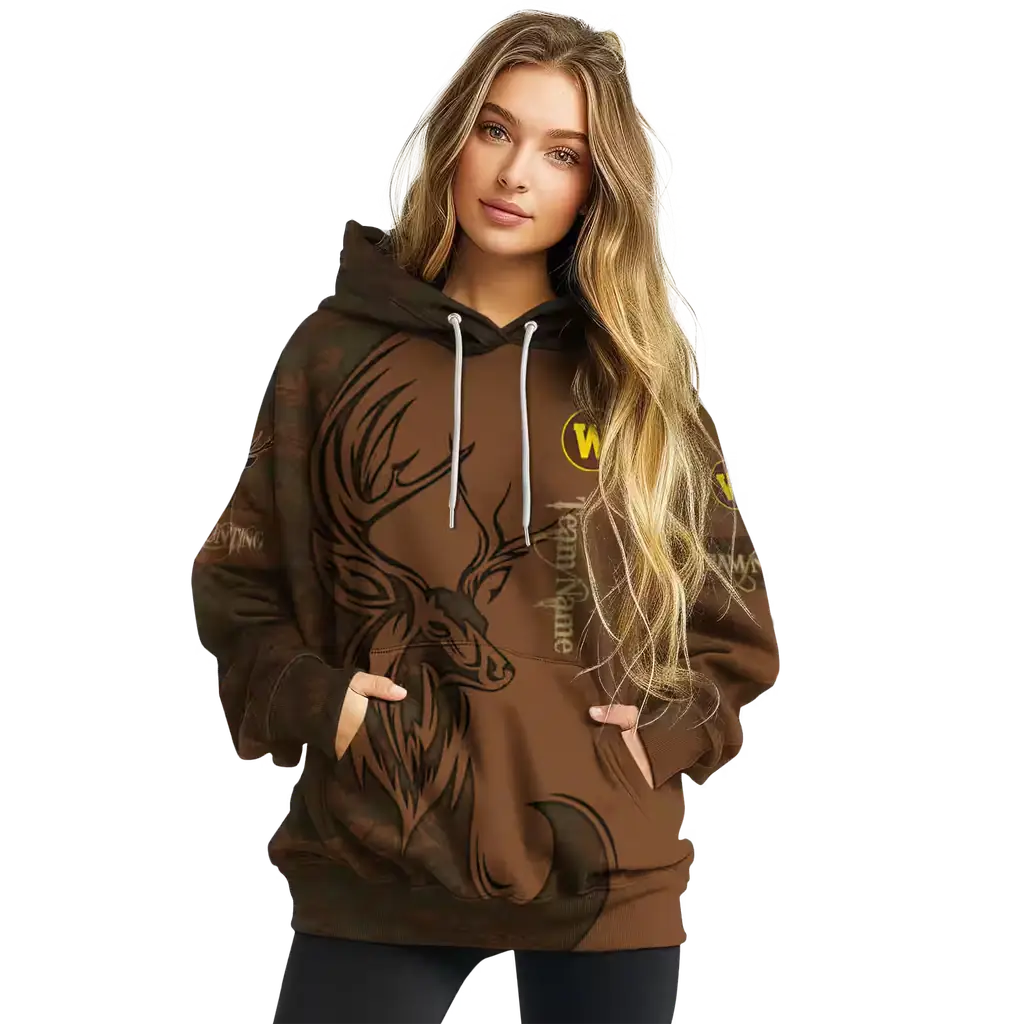 customized western michigan broncos deer silhouette brown hoodie high quality customized western michigan broncos deer silhouette brown hoodie high quality