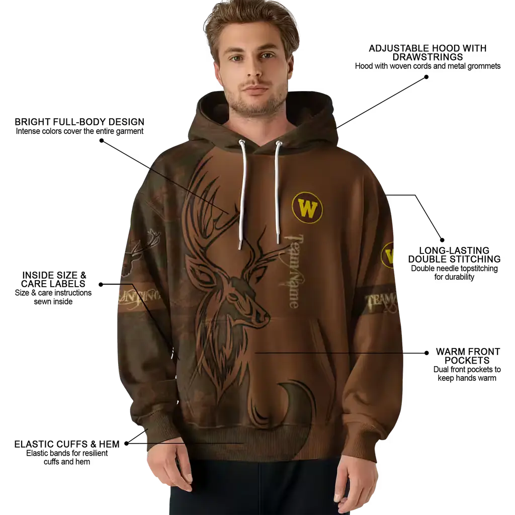 customized western michigan broncos deer silhouette brown hoodie latest model customized western michigan broncos deer silhouette brown hoodie latest model