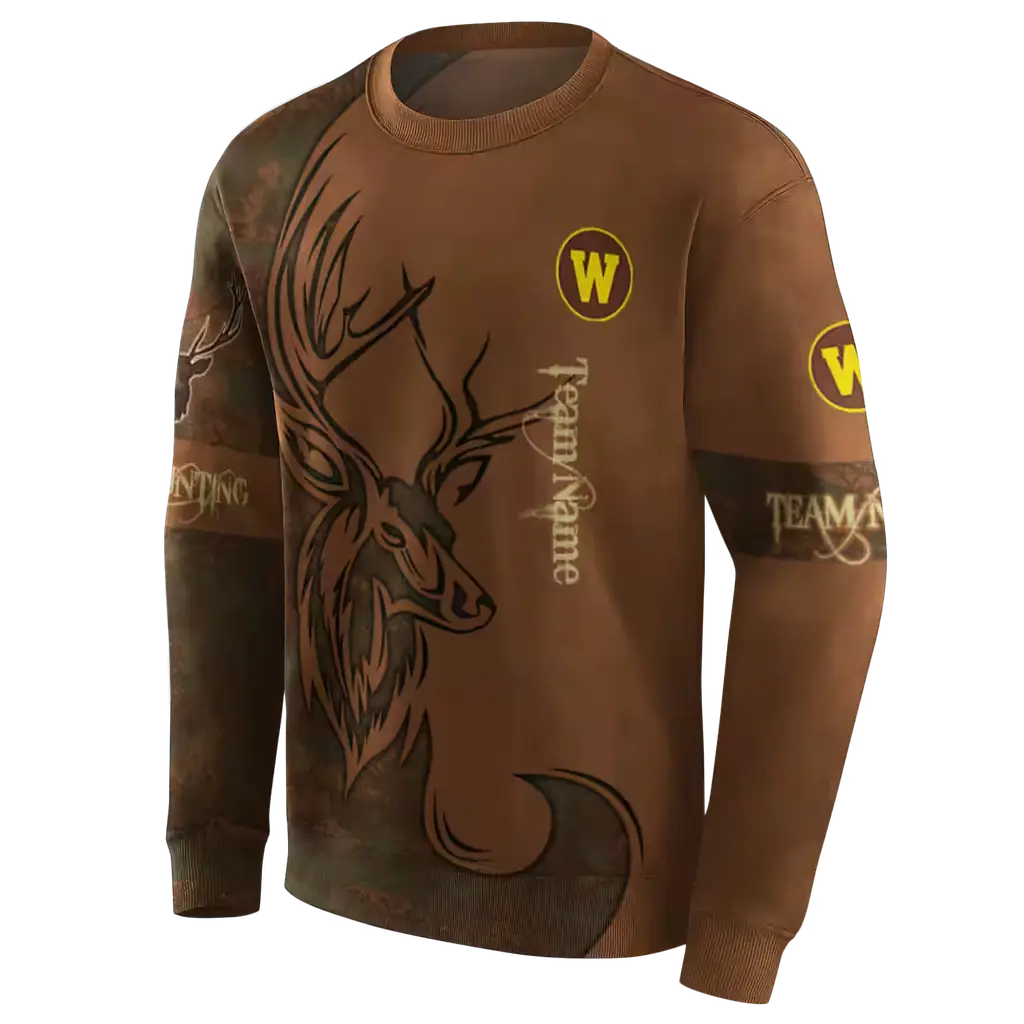 customized western michigan broncos deer silhouette brown hoodie new arrival customized western michigan broncos deer silhouette brown hoodie new arrival