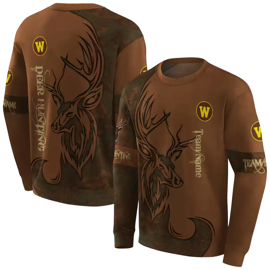 customized western michigan broncos deer silhouette brown hoodie premium grade customized western michigan broncos deer silhouette brown hoodie premium grade