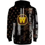 customized western michigan broncos distressed flag brown black hoodie best selling