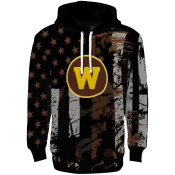 customized western michigan broncos distressed flag brown black hoodie best selling