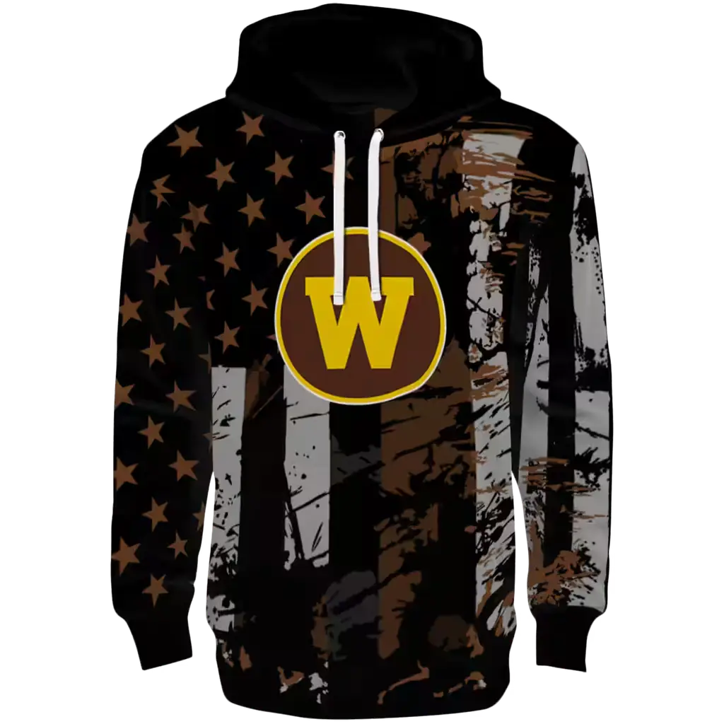 customized western michigan broncos distressed flag brown black hoodie best selling customized western michigan broncos distressed flag brown black hoodie best selling