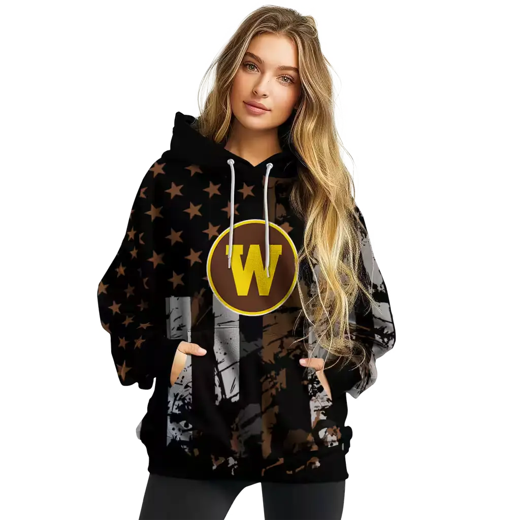 customized western michigan broncos distressed flag brown black hoodie high quality customized western michigan broncos distressed flag brown black hoodie high quality