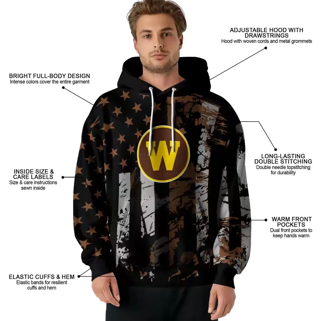 customized western michigan broncos distressed flag brown black hoodie latest model customized western michigan broncos distressed flag brown black hoodie latest model