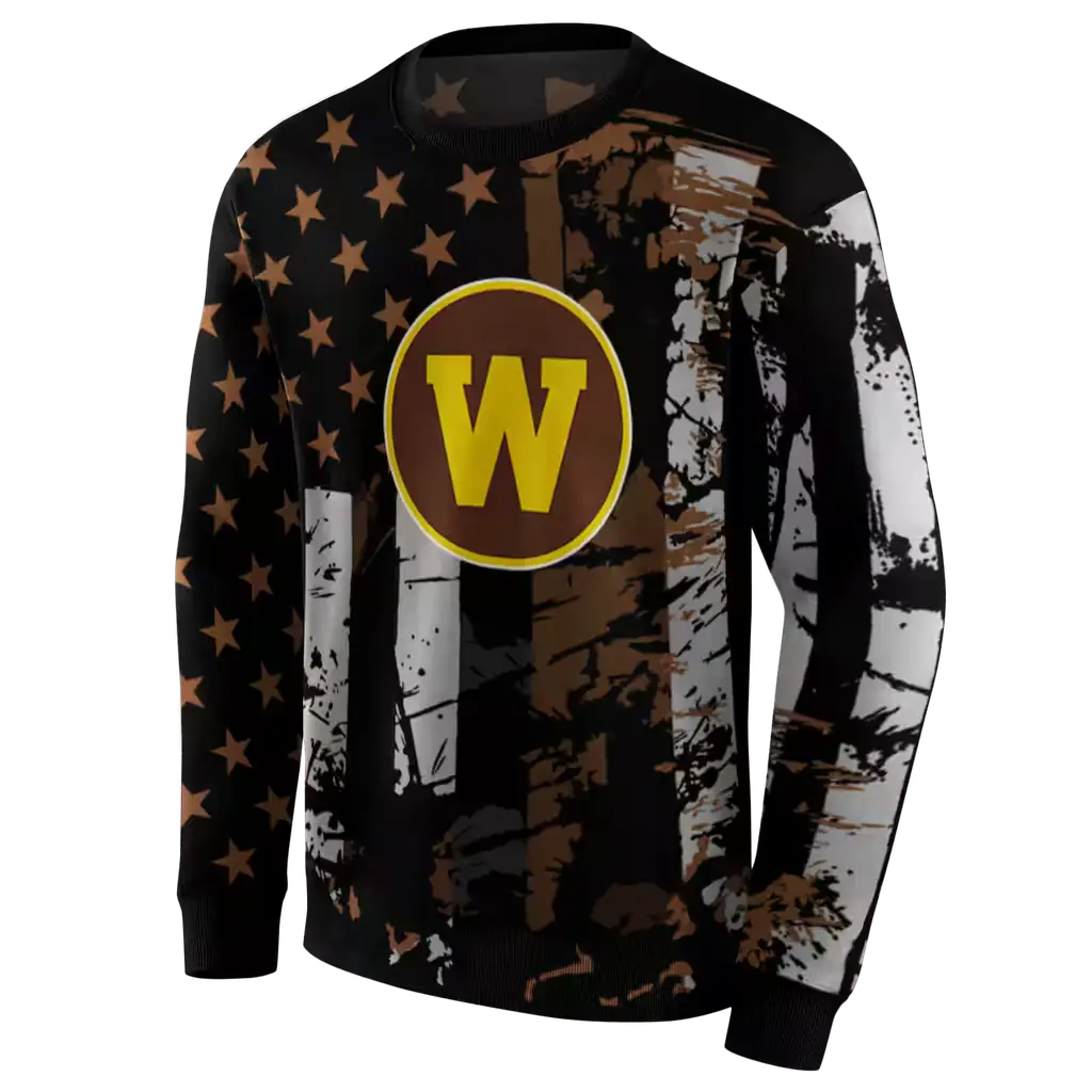 customized western michigan broncos distressed flag brown black hoodie new arrival customized western michigan broncos distressed flag brown black hoodie new arrival