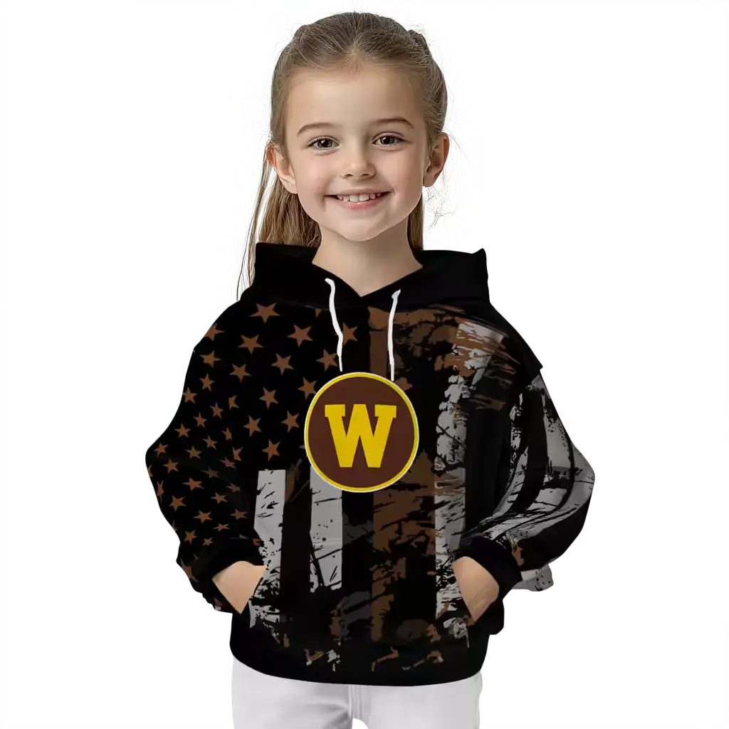 customized western michigan broncos distressed flag brown black hoodie top rated customized western michigan broncos distressed flag brown black hoodie top rated