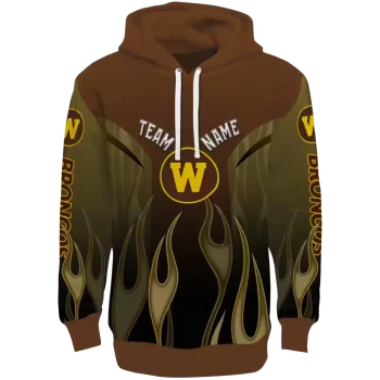 customized western michigan broncos flame design brown hoodie best selling