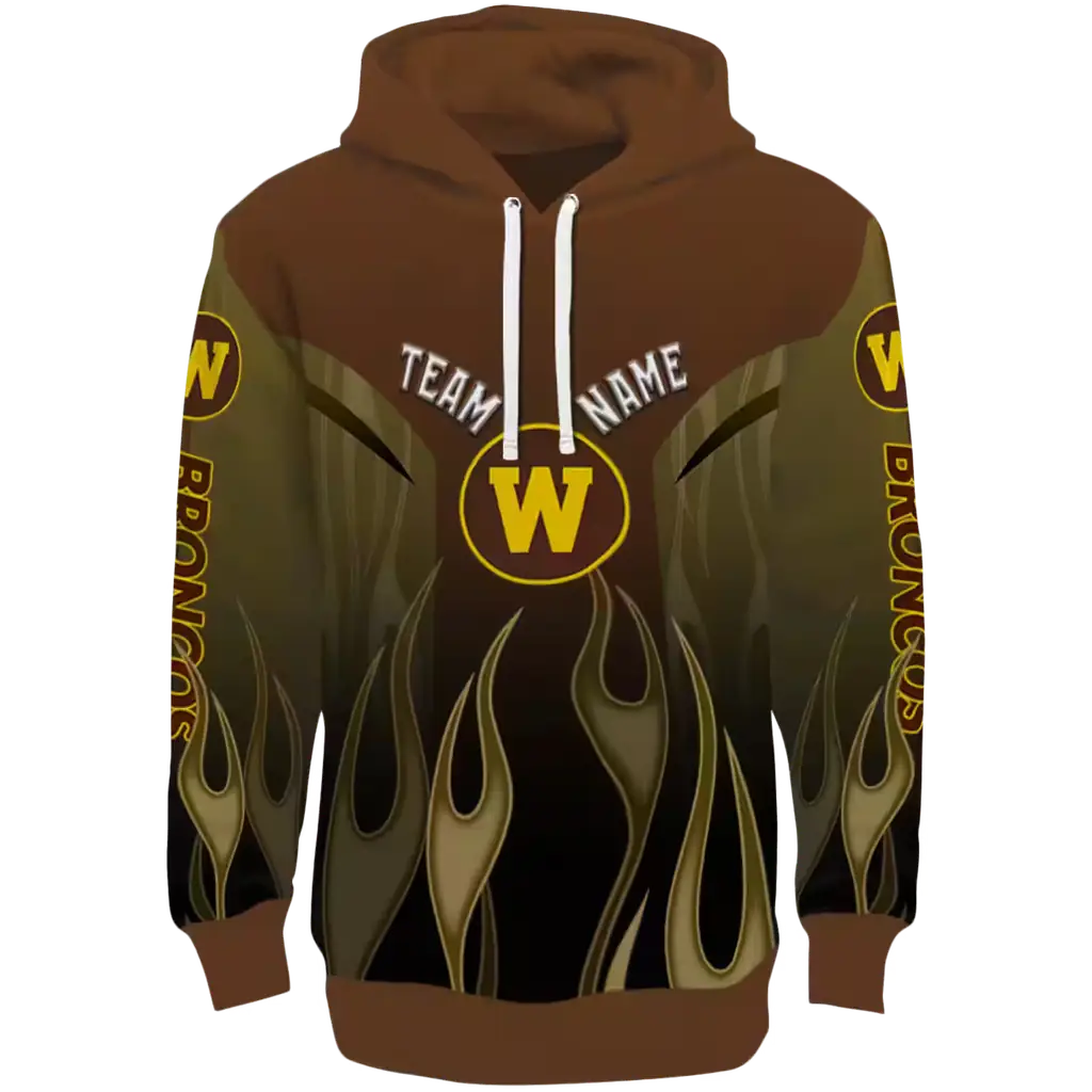 customized western michigan broncos flame design brown hoodie best selling customized western michigan broncos flame design brown hoodie best selling