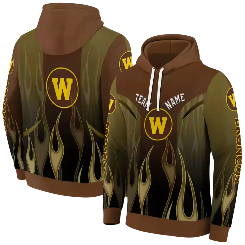 customized western michigan broncos flame design brown hoodie fashion forward customized western michigan broncos flame design brown hoodie fashion forward